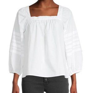 MADEWELL White Clementine Pleated-Sleeve Top